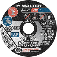 Zip™ Cut-Off Wheel, 2" x 1/16", 5/16" Arbor, Type 1, Aluminum Oxide, 5100 RPM YC582 | Helyx Safety & Industrial Supplies